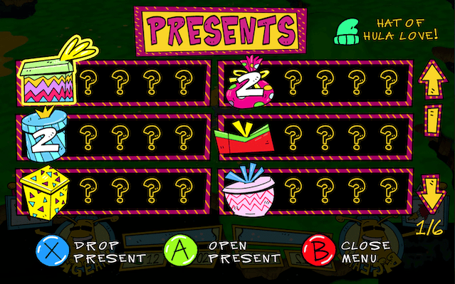 An updated present screen - notice multiple presents get combined